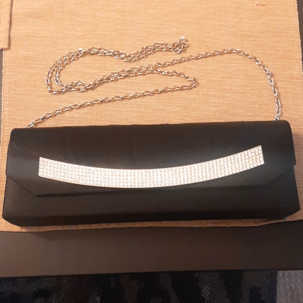 New w/out tags black satin sparkly cocktail purse
